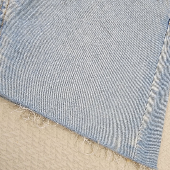 Velvet Heart Pearl Embellished Denim Skirt Distressed Frayed Hem Size 25 Boho - Picture 12 of 16